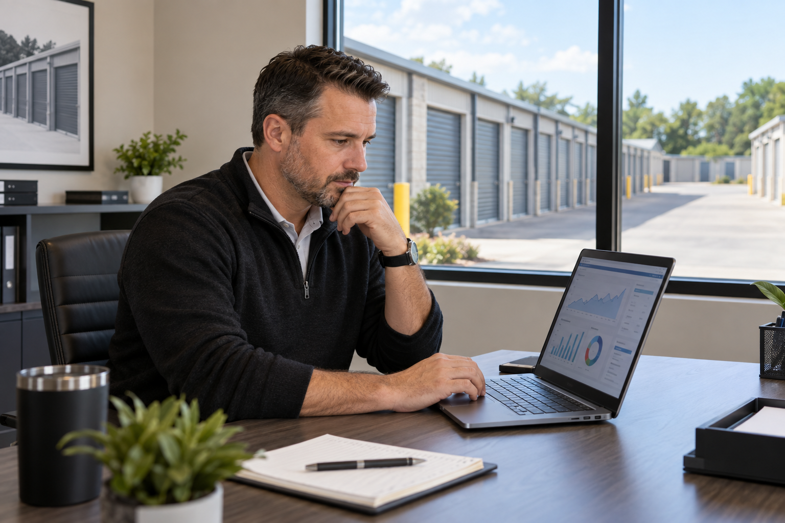 Self-storage operator reviewing call performance